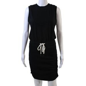 Philanthropy Womens Cotton Round Neck Sleeveless Drawstring Dress Black Size M